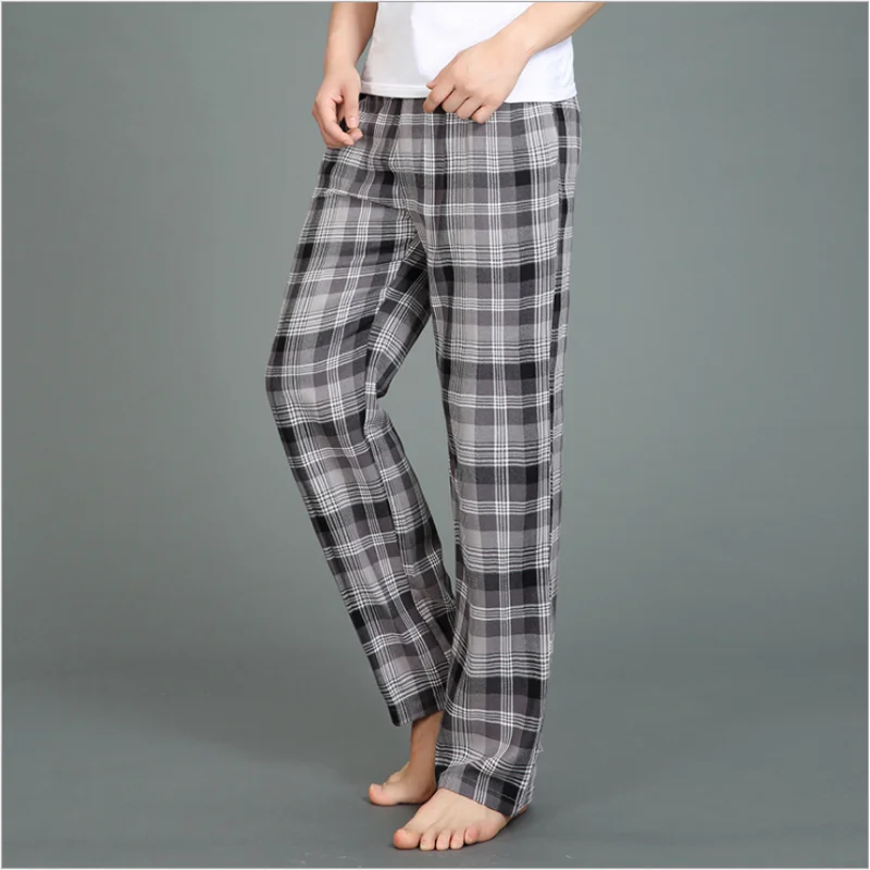 Spring Summer Men 100% Cotton Sleep Bottoms Male Plus Size Night Trousers Top Quality Lounge Pants Men Casual Plaid Home Pants