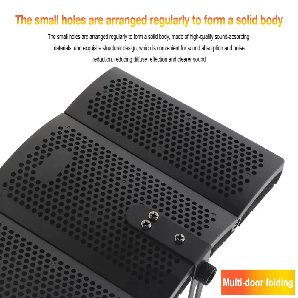 ไมโครโฟนแยกโล่ขาตั้งกล้อง Pop Filter กรอบกันกระแทกชุดพื้นผิวโค้งหน้าจอพับได้3/8ถึง5/8นิ้ว