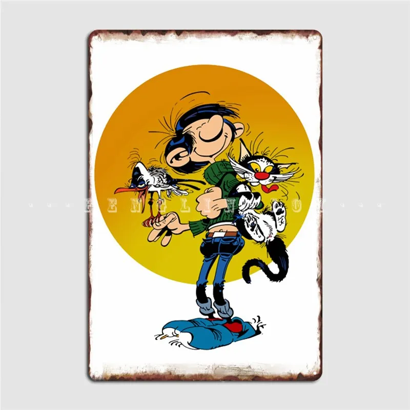 Gaston Lagaffe Poster Metal Plaque Vintage Party Pub Garage Decoration Tin Sign Poster