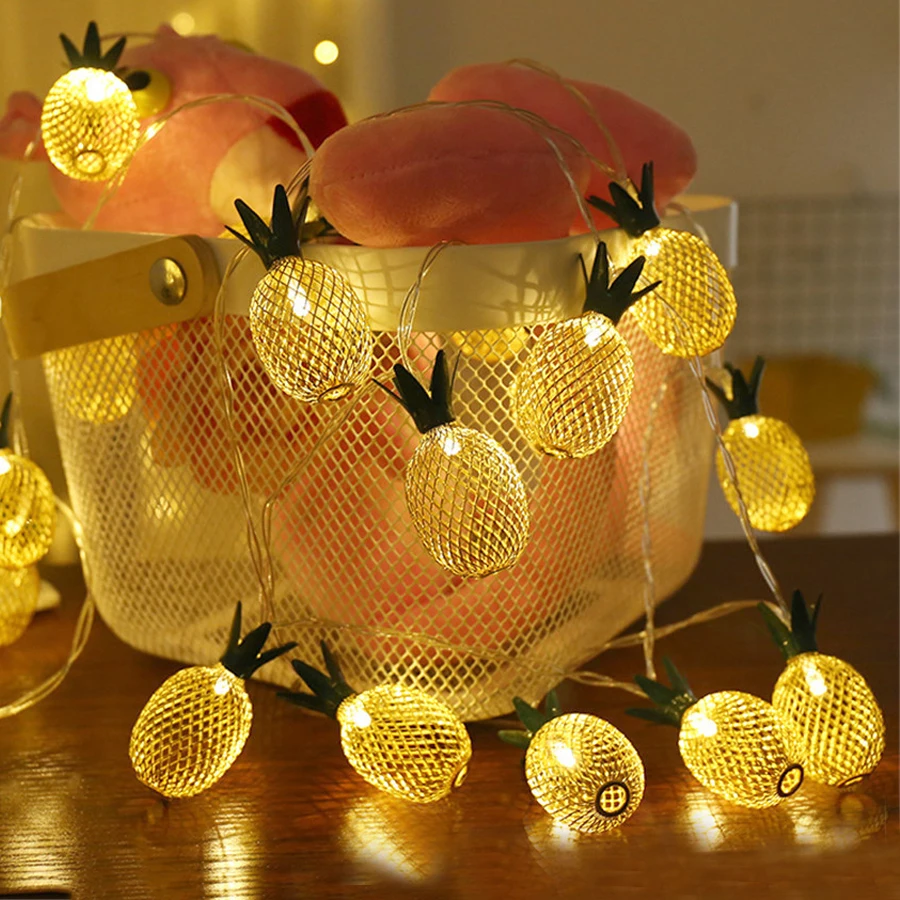 

3M 20 LED Iron Pineapple String Light Battery Operated Fairy String Garland Light Holiday Wedding Party Bedroom Garland Light