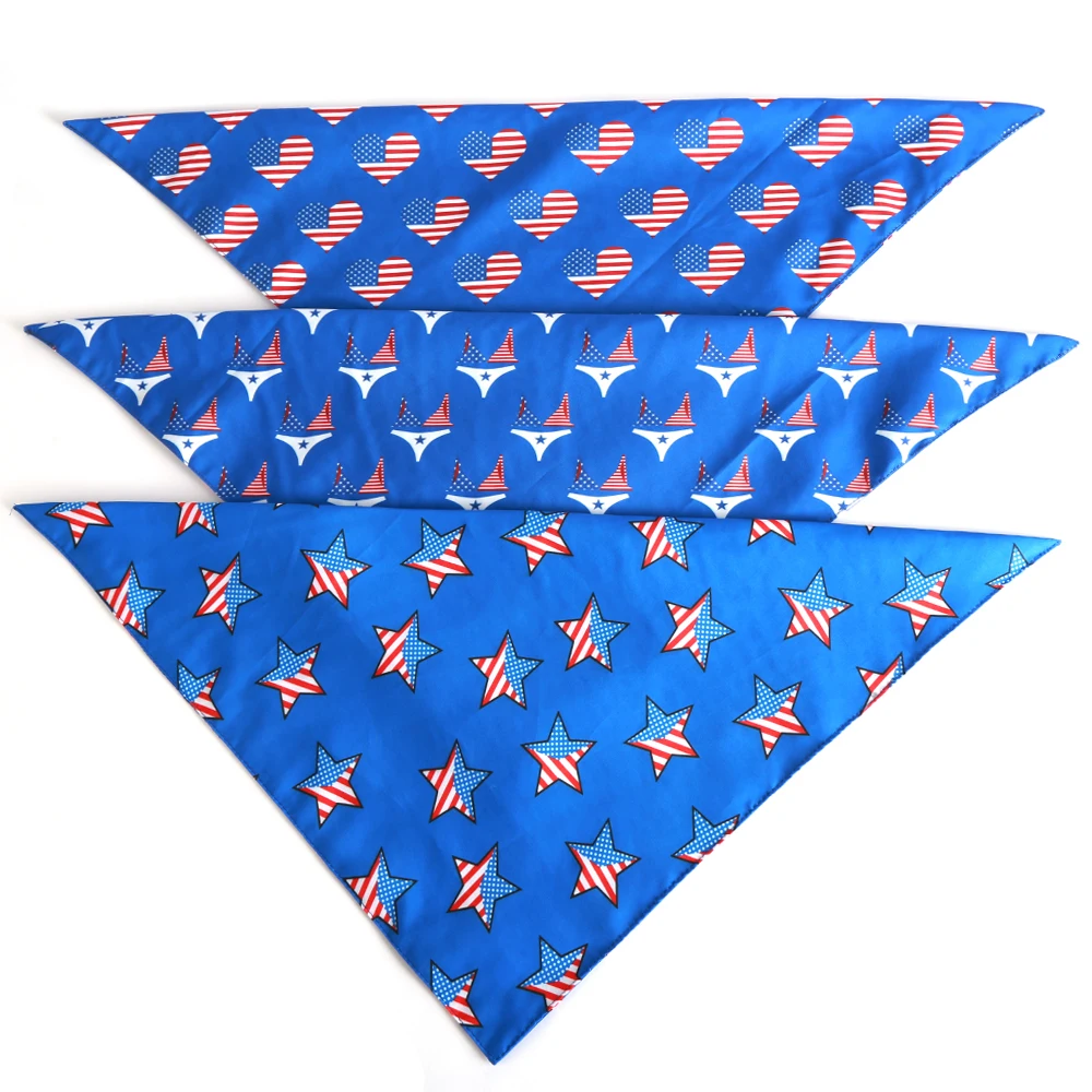 American Flag Dog Bandana Scarf Independence Day Pet Triangular Reversible Bandanas Pet Products Adjustable Dog Bibs Costume