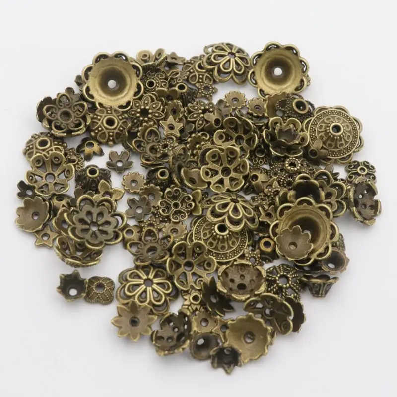 150pcs Mixed Tibetan Copper Vintage Metal Loose Spacer Bead Caps For Jewelry Making DIY Finding Accessories Supplies Wholesale