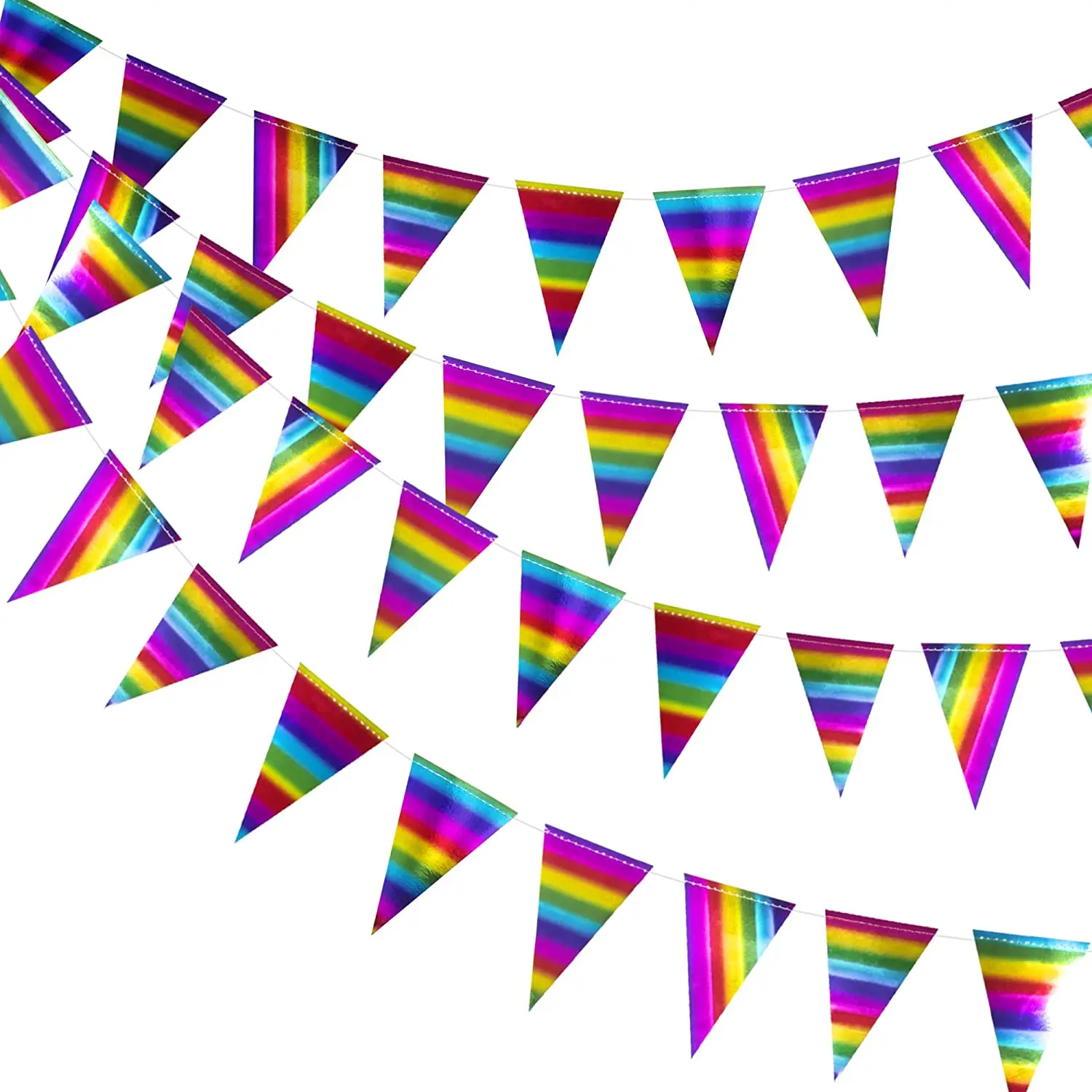 

Rainbow Stripes Mexican Fiesta Party Triangle Flag Garland Hanging Decoration Streamer Wedding Banner Engagement Birthday Party