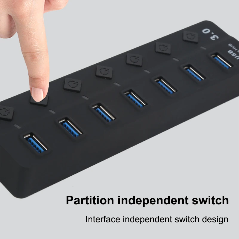 USB Hub 3.0 4 7 Port عالية السرعة متعددة الخائن محول الطاقة التبديل مؤشر LED للكمبيوتر المحمول ماك بوك ملحقات الكمبيوتر
