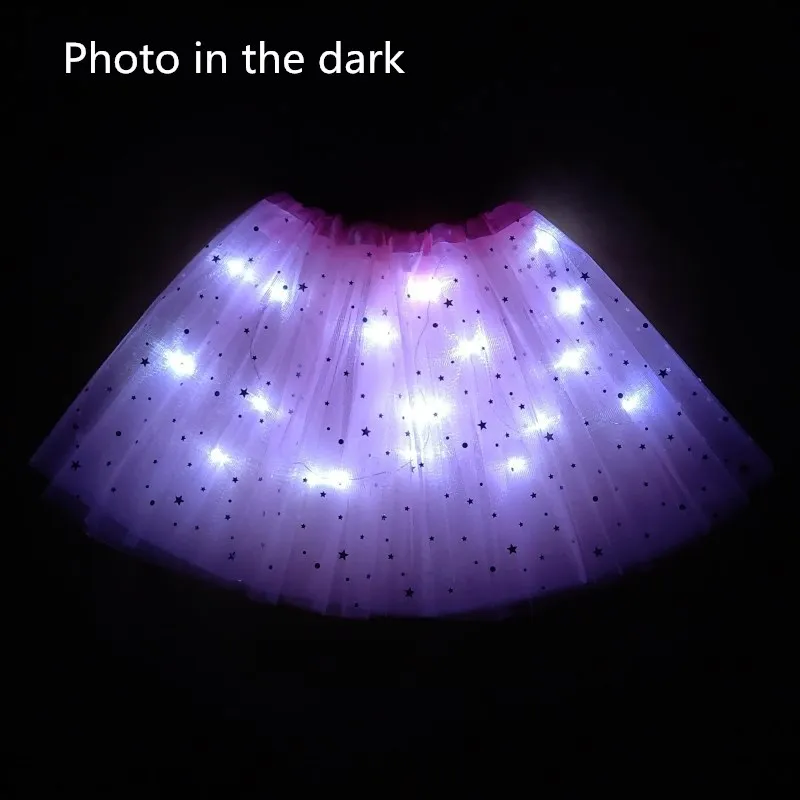 LED Glowing Light Kids Girls Princess Tutu skirts Children Cloth Wedding Party Dancing miniskirt Costume cosplay led clothing 2