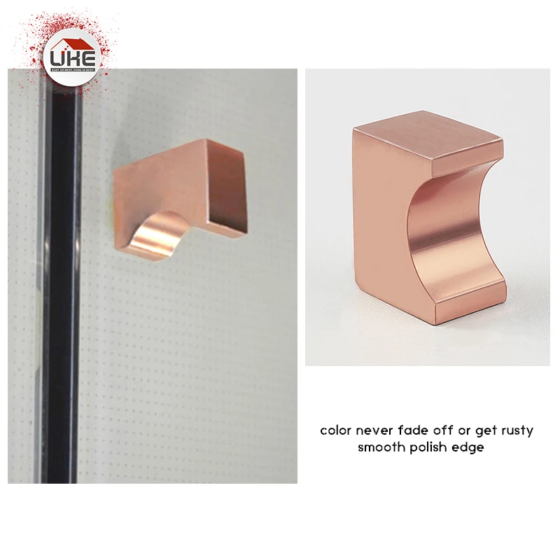 UKE Rose Gold Drawer Handle Aluminum Drawer Pulls Never Rust Furniture Knob Kitchen Cupboard Handles