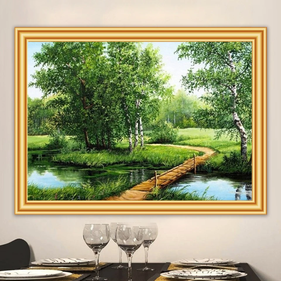 5D DIY Diamond Painting Landscape Tree Cross Stitch Kit Full Drill Square Embroidery Mosaic Scenery Picture of Rhinestones Sale