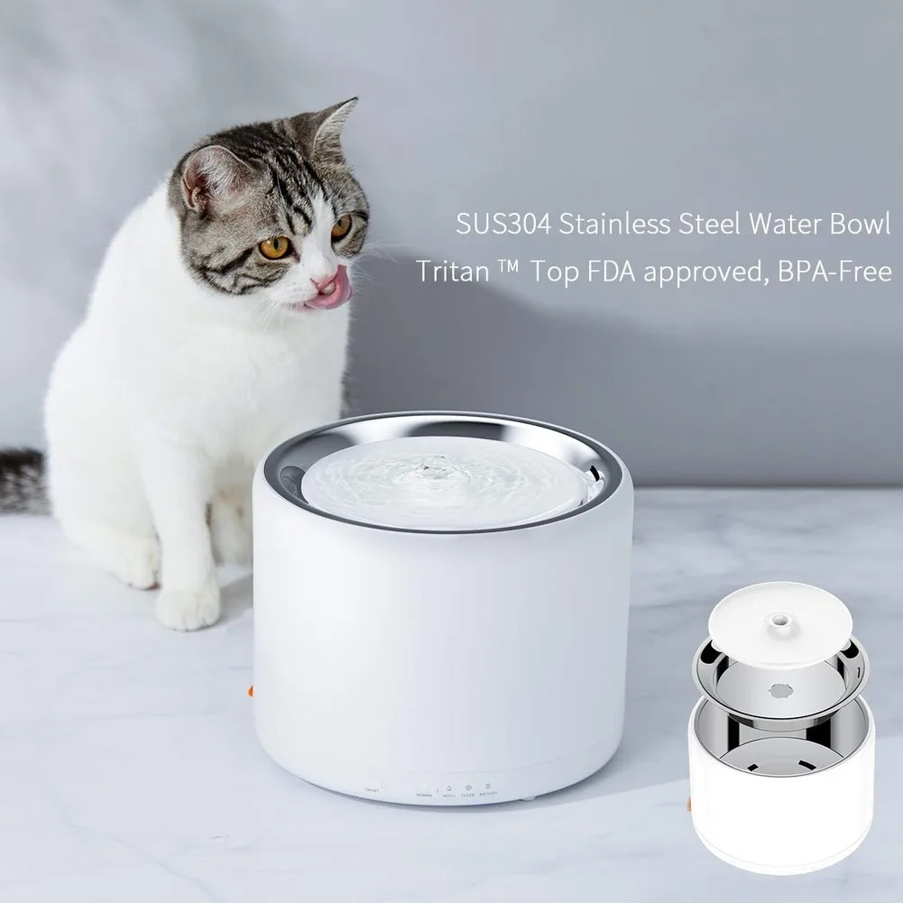 

Cat Water Fountain Stainless Steel 1.35L Automatic Pet Kitten Water Fountain with LED Auto-Shut Off Pump Pets Water Dispenser