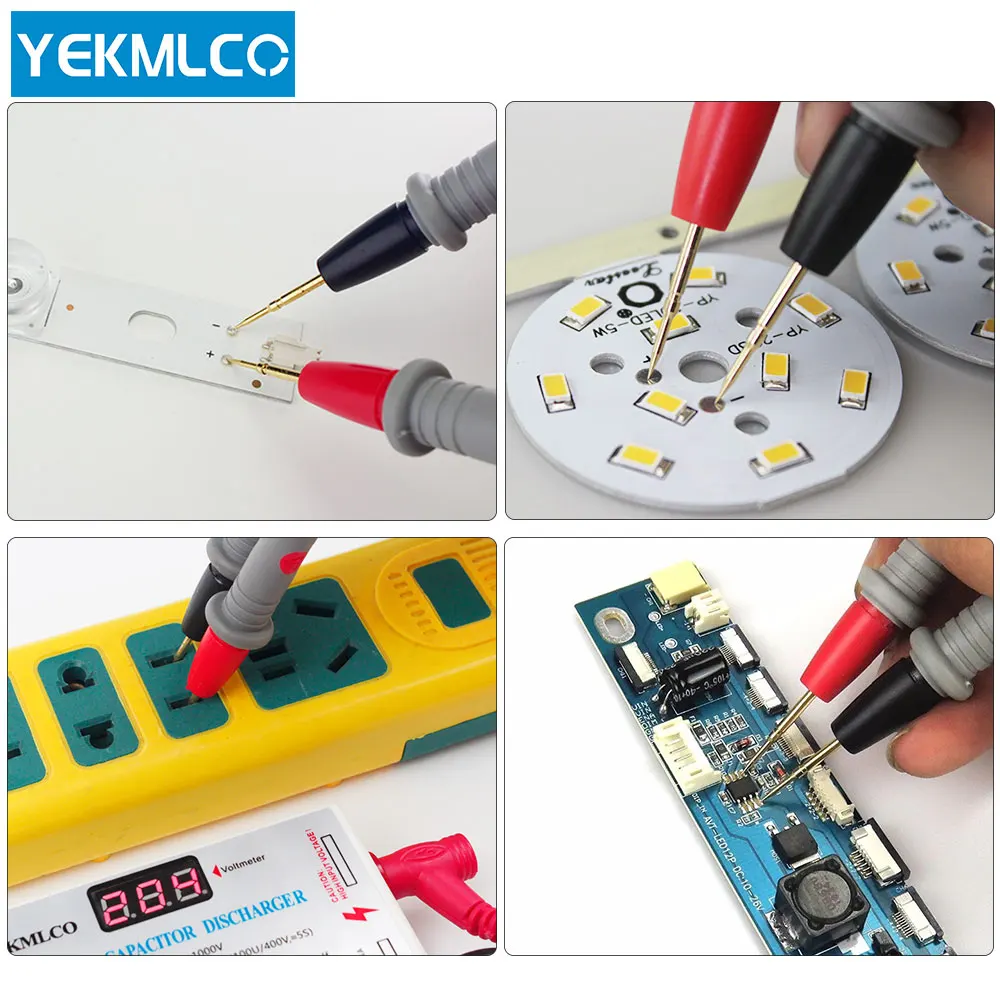 YEKMLCO cavi per Test multimetro 20A 1000V puntali per Test sonda Pin per multimetro digitale punta dell'ago affilata sonda per Test cavi in Silicone