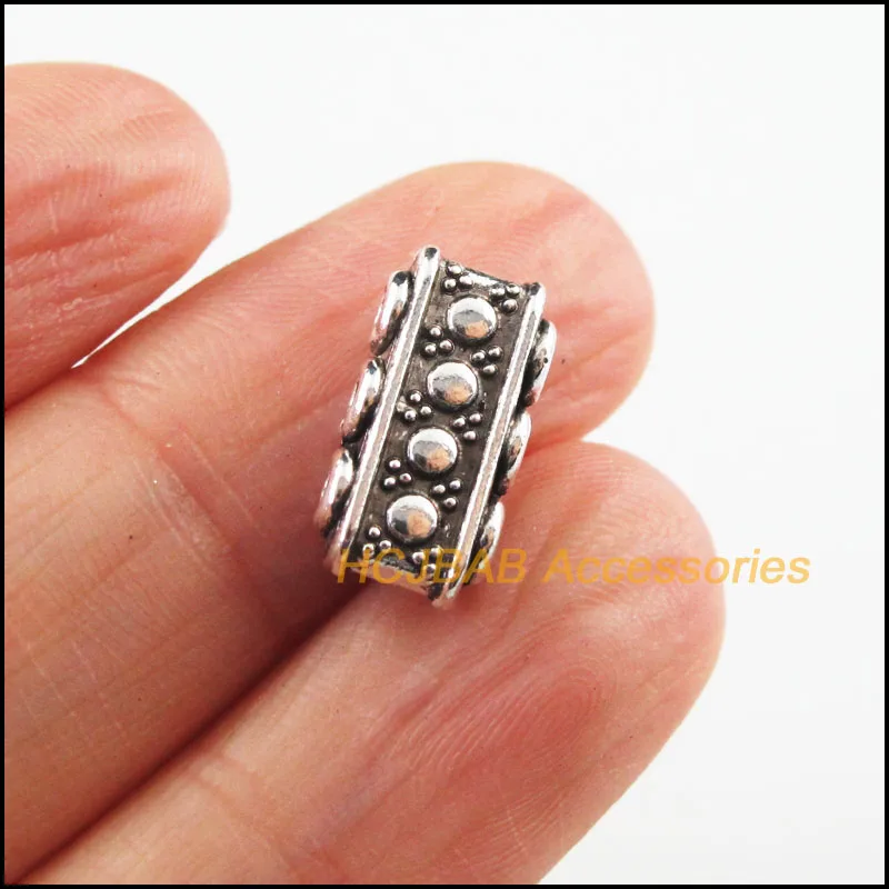 20 New Rectangle Charms Tibetan Silver Color 3-Holes Spacer Beads 7.5x14.5mm