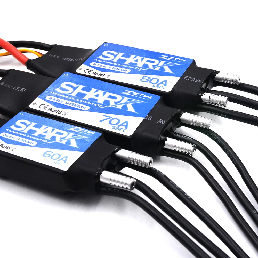 ZTW Shark Dual Way 20A 30A 40A 50A 60A 70A 80A BEC Waterproof Brushless ESC  For RC Boat With Water-Cooling