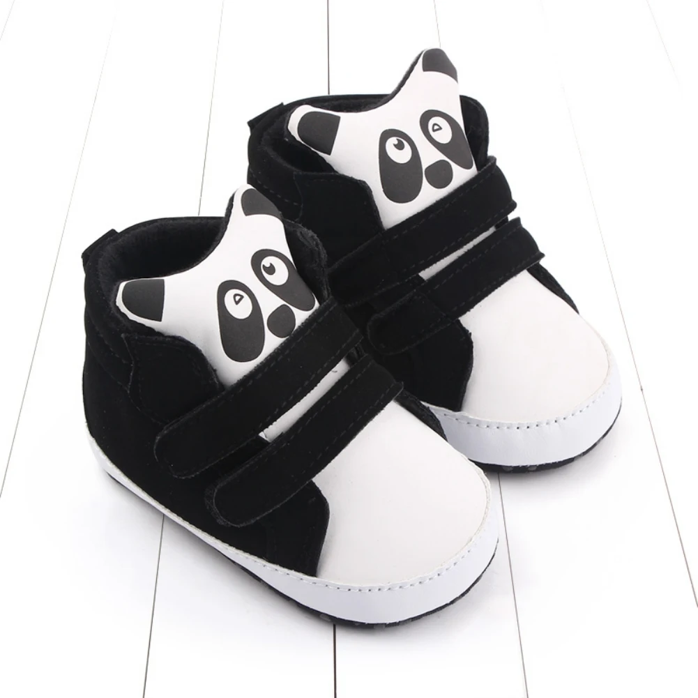 Newborn Baby Boy Girl Cotton Soft Sole Crib Shoes Anti-slip Sneaker panda PU Warm Boots Breathable Solid First Walkers 0-18M