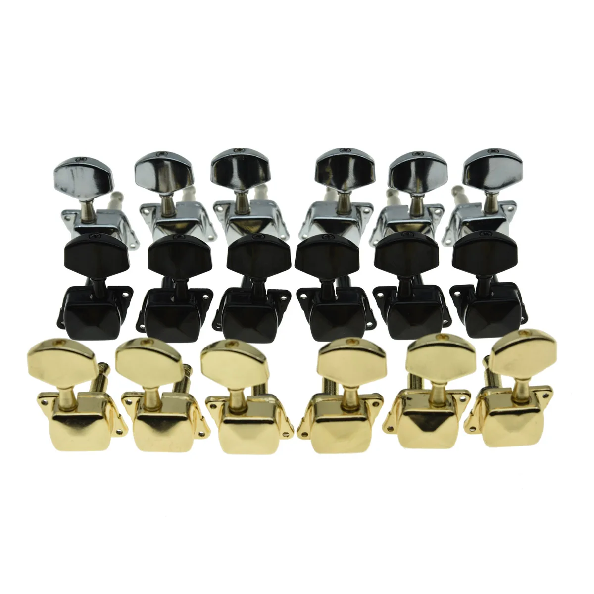 Dopro 3L3R Semi Closed Guitar Tuning Keys Pegs Guitar Tuners Machine Heads for Acoustic/Electric Guitars Chrome/Black/Gold