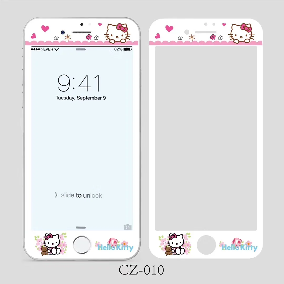 Cute Hello Kitty Cat Pattern Tempered Glass 3D Soft Edge Screen Protector For iPhone 6 6S 7 8 Plus 9H Protective Film Pink Girl