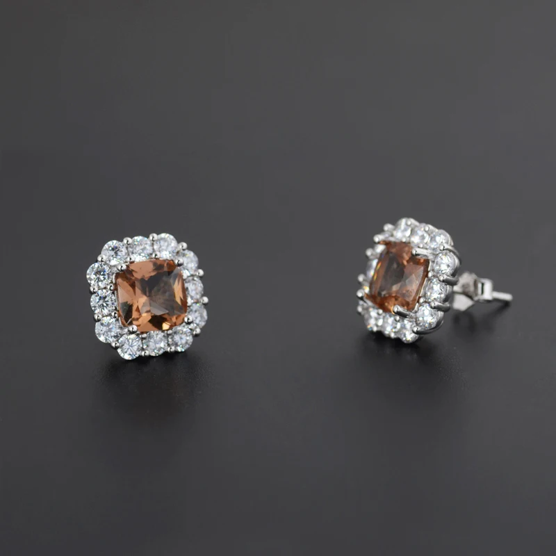 FFGems New Design Created Zultanite Stud Earrings Silver Square Stone Color Change Fine Jewelry For Women Girl Party Gift