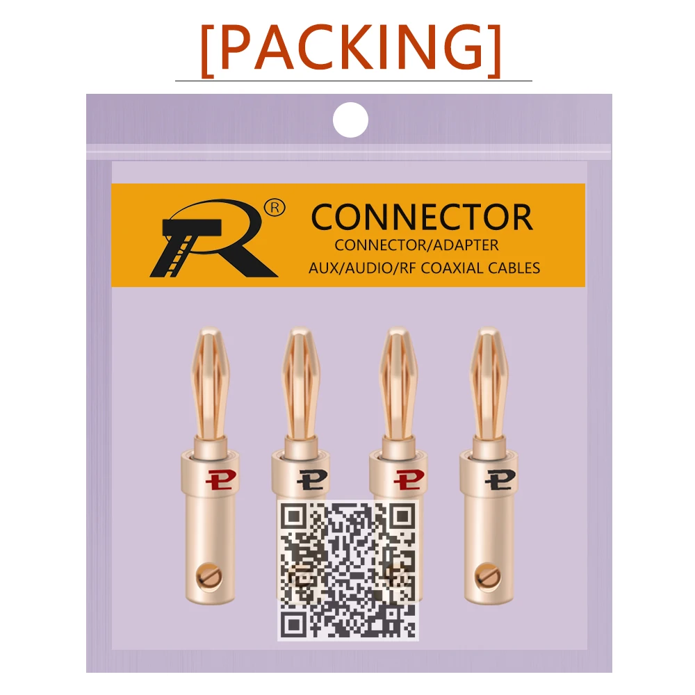 8pcs 24K Gold-plated Copper Banana Speaker Plug Connector Adapter Audio Banana Connectors for Speaker Wire Amplifiers