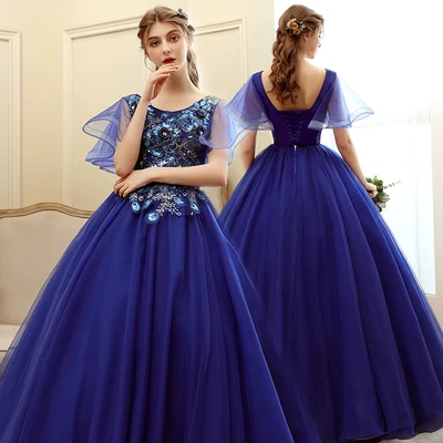 real royal blue butterfly embroidery ball gown medieval dress long gown Medieval Renaissance Gown  Victoria Belle gown