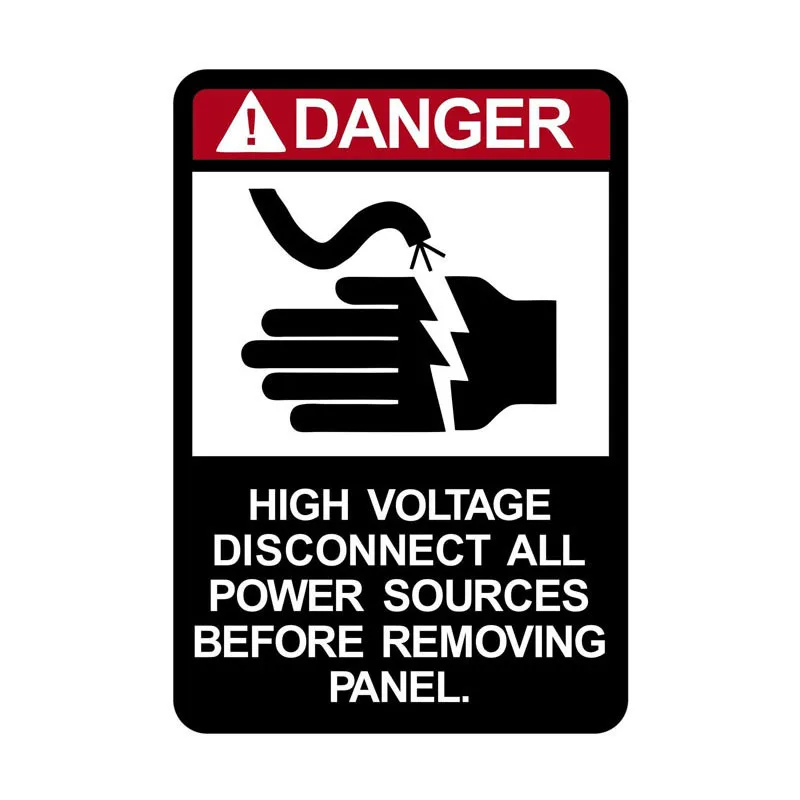 Personality Danger High Voltage Disconnect All Power Sources Car Stickers Accessories Motorcycle Sunscreen PVC