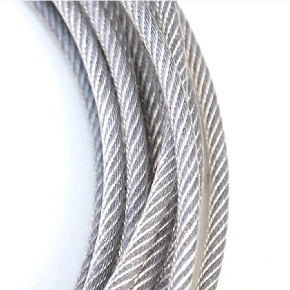 10Meters 304 Stainless Steel Wire Rope PVC Plastic-coated Cable Clothesline Rope Diameter 0.6mm 0.8mm 1mm 1.2mm 1.5mm 2mm