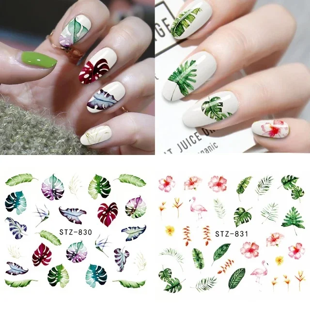 Nuovo arrivo adesivo per unghie fiore foglia albero adesivi verdi per unghie fai da te Nail Art Decor Gel Polish Sticker fogli per Manicure