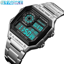 SYNOKE orologi sportivi da uomo Business orologio digitale da uomo in acciaio inossidabile orologio da polso militare 5ATM impermeabile montre sport homme