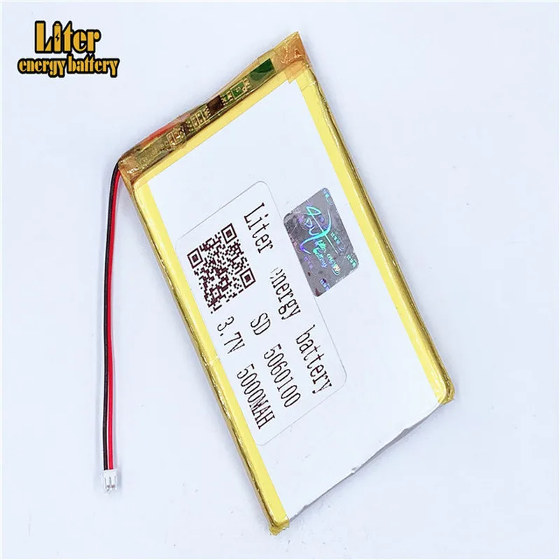 1.5MM 2pin connector 5060100 3.7V 5000mAh e-books GPS PDA Car recorder Recreational machines Li-polymer battery  Li-po battery