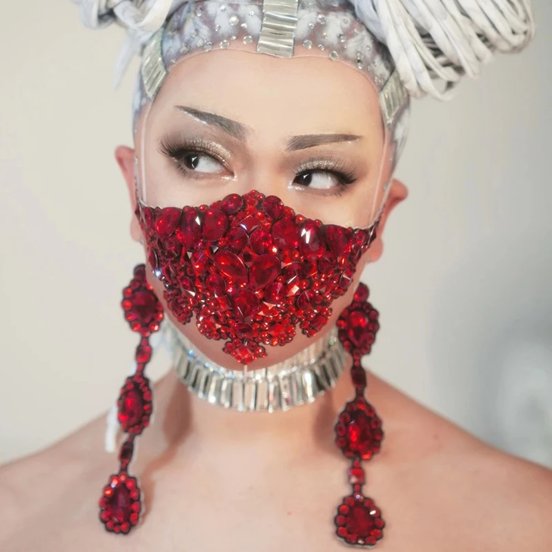 Maschera di moda scintillante donna uomo rave strass Crystal Designer Club Party puntelli divertenti ballerino di natale accessori da palcoscenico maschere