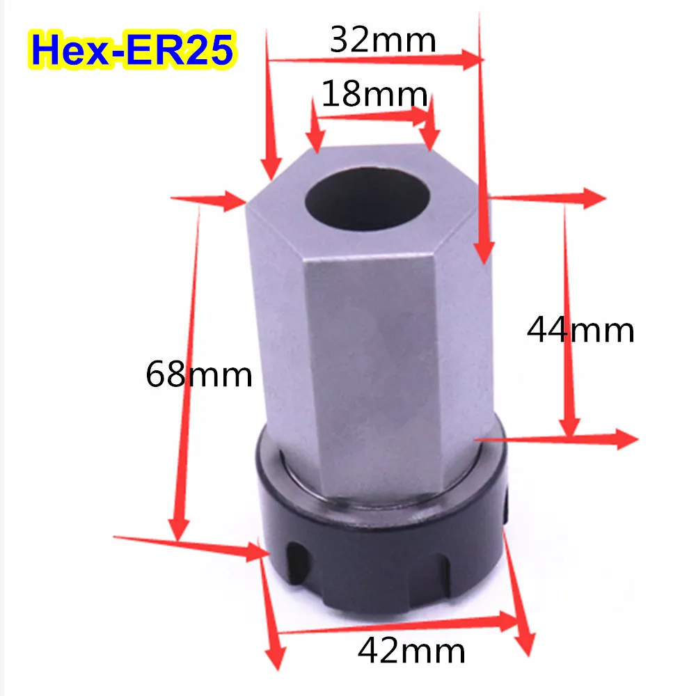 1PCS Hard Steel Hex ER25 ER32 ER40 Collet Chuck Block Hexagon Shank Spring Chuck Collet Holder For CNC Lathe Engraving Machine