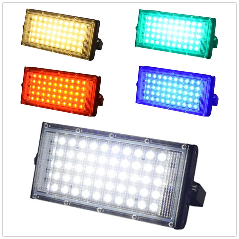 Foco Led impermeable para interiores y exteriores, reflector de 50W, 220V, 230V, blanco frío, blanco cálido, rojo, azul, verde, RGB, colorido