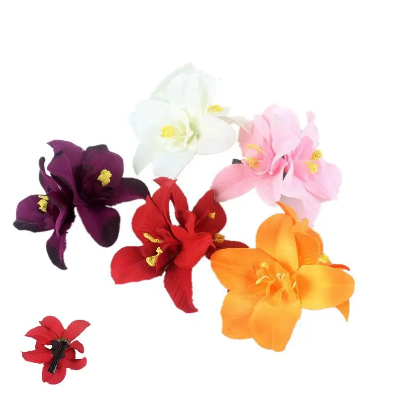 New Women Summer Bohemia Hairpin Lily Flower Hair Clip Hawaii Headpieces Wedding Headwear Holiday Hair Ornaments Accessories