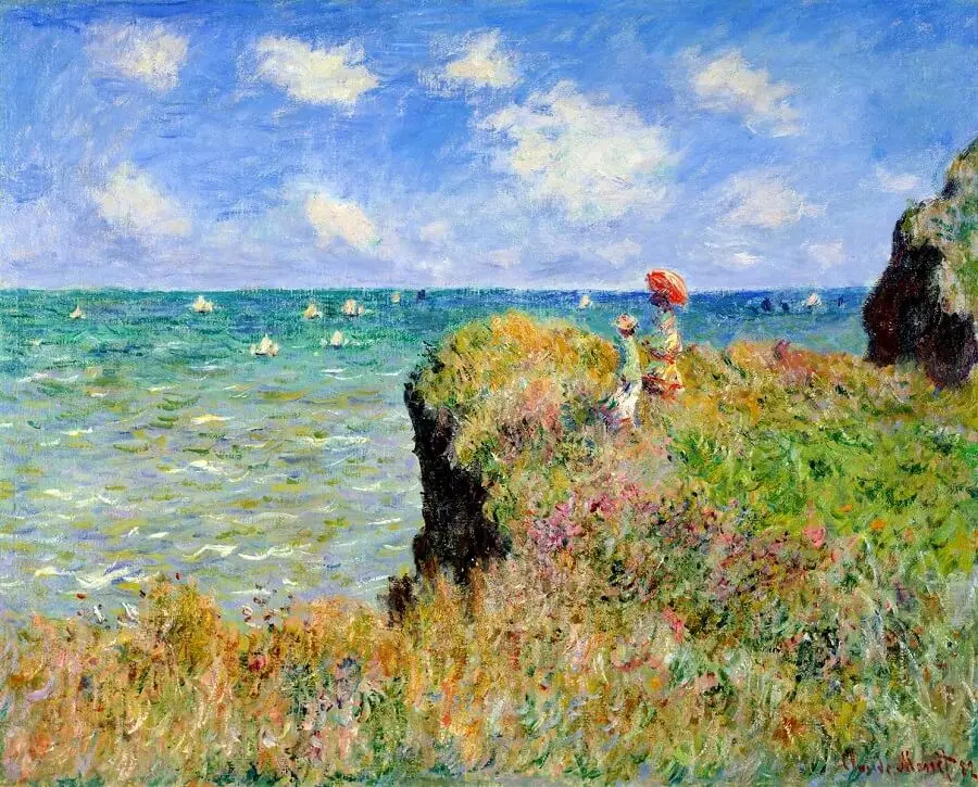 Cliff Walk at Pourville, 1882 Claude Monet Canvas Oil Painting Replicas for Living Room Wall, Office, Kitchen Decor Handpainted