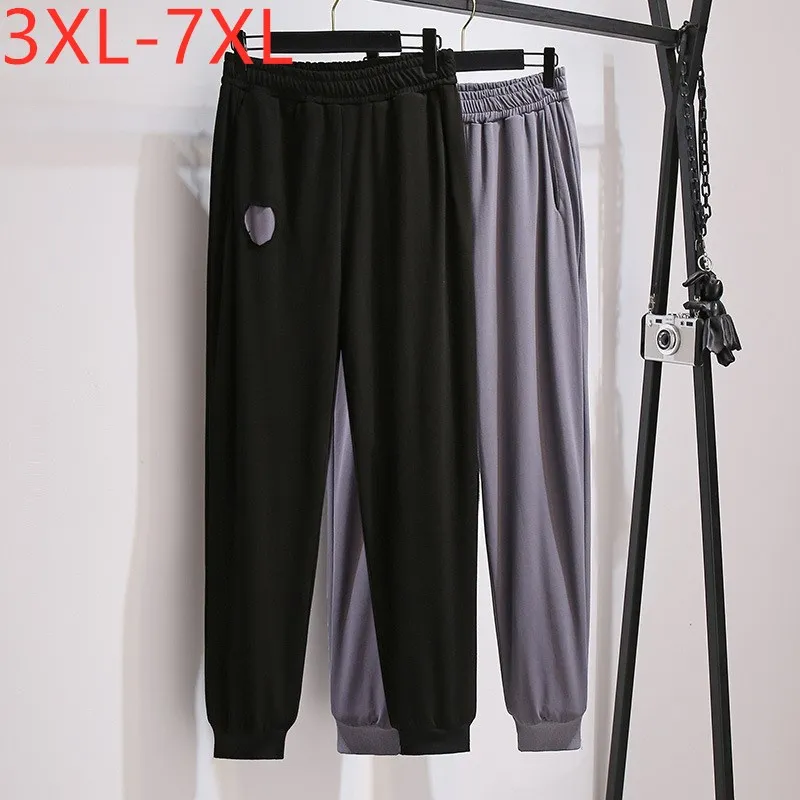 New 2021 Ladies Spring Autumn Plus Size Sports Pants For Women Large Black Belt Cotton Running Trousers 3XL 4XL 5XL 6XL 7XL