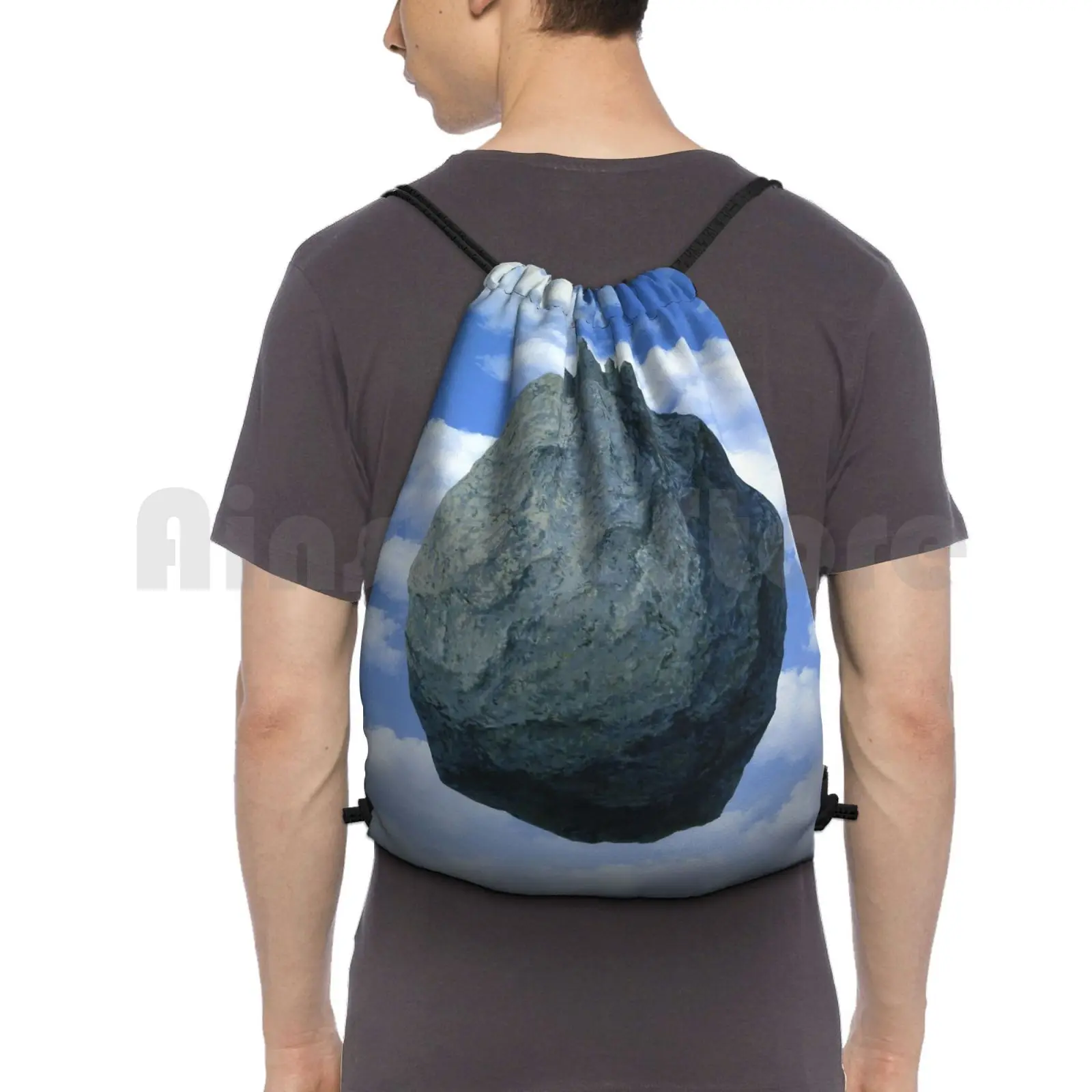 

The Castle Of The Pyrenees ( Le Chateau De Pyrenees )-Rene Magritte Backpack Drawstring Bags Gym Bag Waterproof The