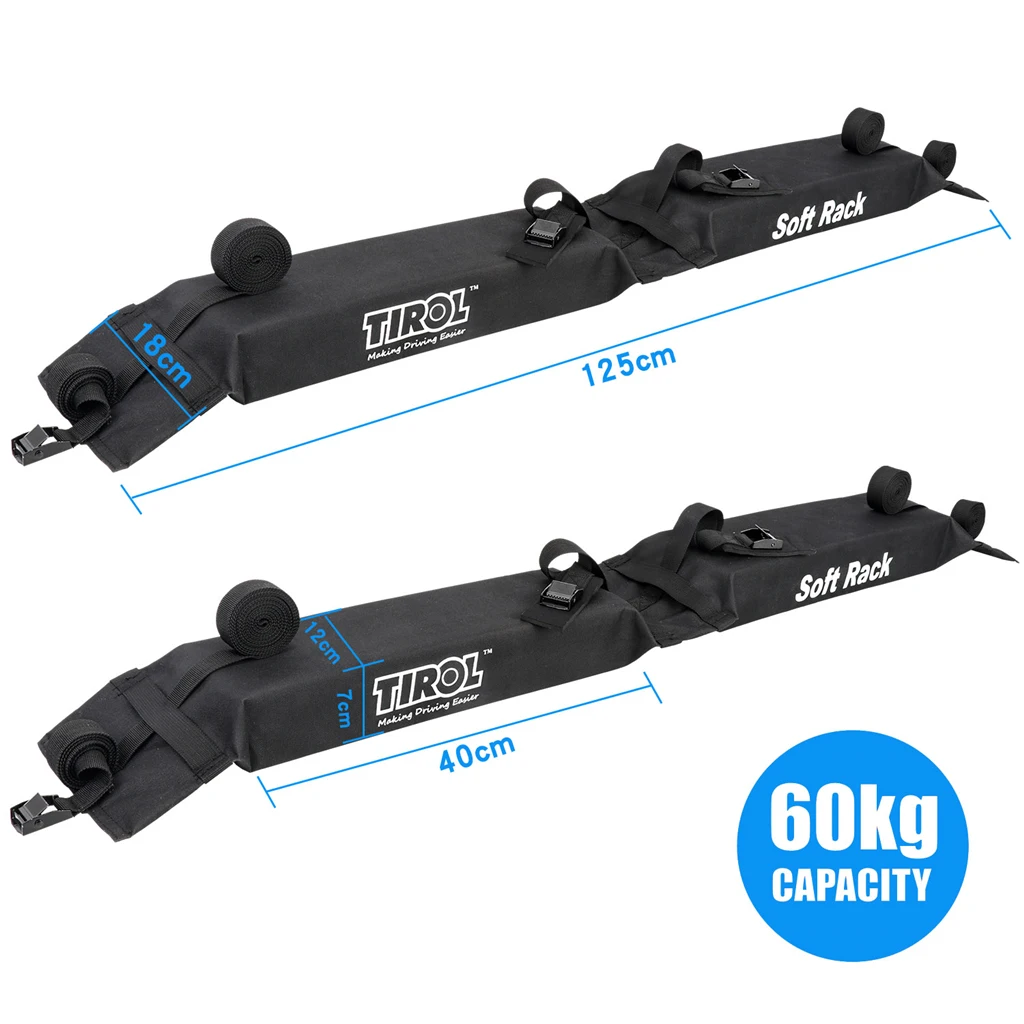 2pcs Foldable Car Roof Racks Wide Surfboard Longboard Soft Racks Roof Pads Straps Luggage Carrier Rack Carry Load 60kg Baggage