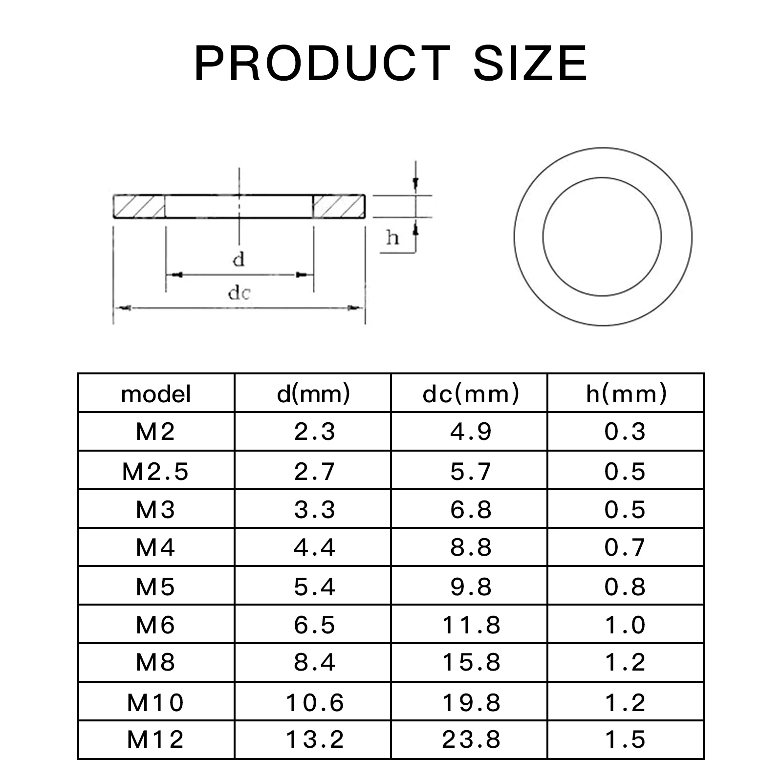 360pcs Stainless Steel Flat Washer Plain Gasket for M2 M2.5  M3 M4 M5 M6 M8 M10 Screw Bolt