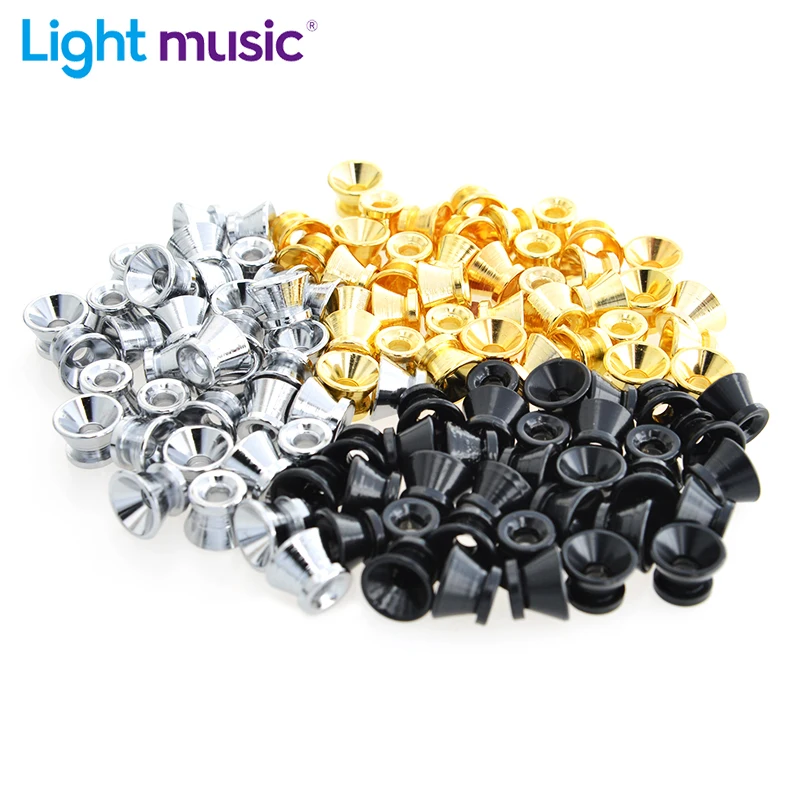 100Pcs Guitar Pegs for Acoustic Electric Bass Ukulele Guitar Strap Buckle Button Lock Pins Metal End Locking Accessories Parts