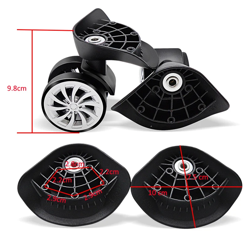 Wheel Replacement Luggage Swivel Universal Black Double Row For Suitcases A57-FSL