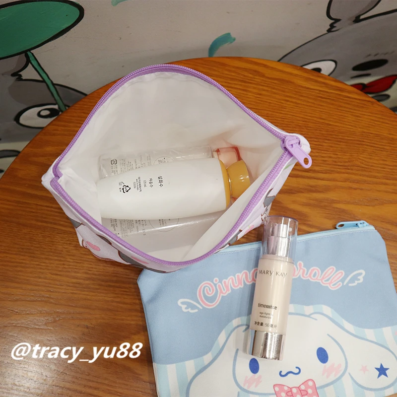 Sanrio Kulomi Cartoon Cinnamoroll My Melody Cosmetic Bag Pencil Case Purse Toiletries Storage HandBag Girl Canvas Student Gifts