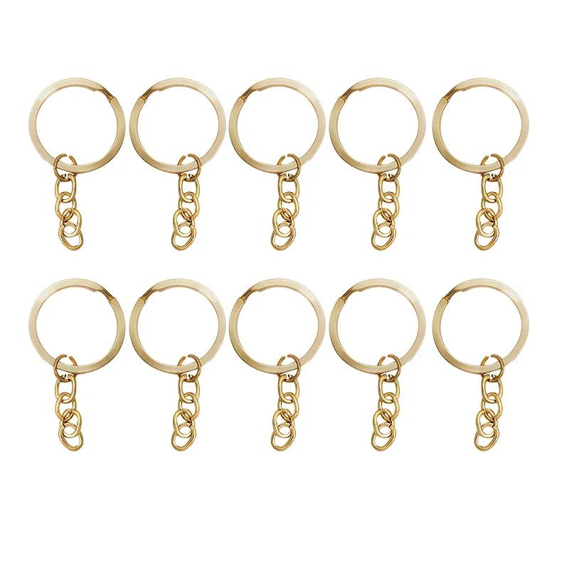 10PCS Key Chain Key Ring Hooks Keychain Bronze Rhodium Gold 30mm Long Round Split Keyrings Keychain Jewelry Making DIY Buckles