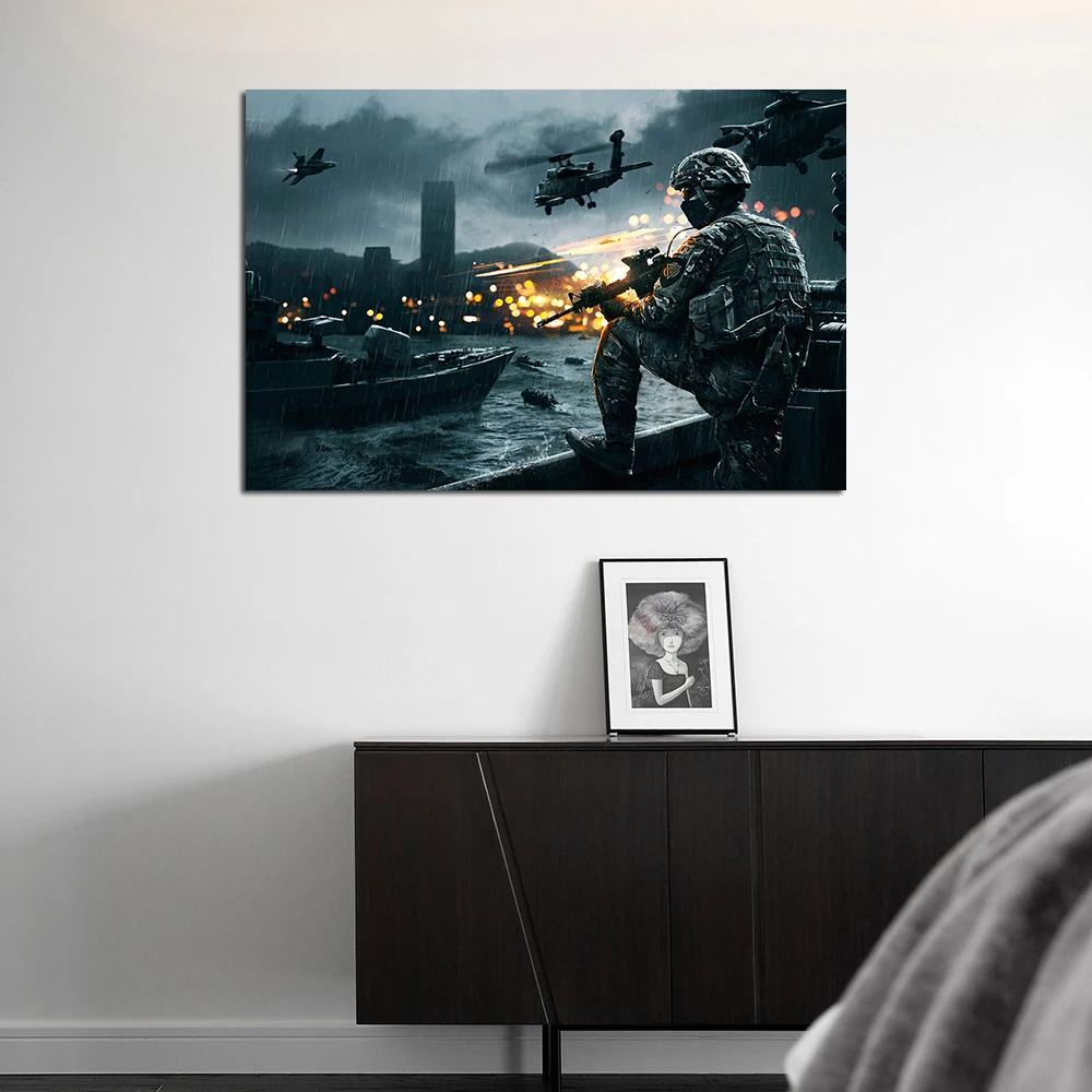 Soldier on the Battlefield Decorative Canvas Painting Wall Art Posters Classic Picture For Living Room Decor