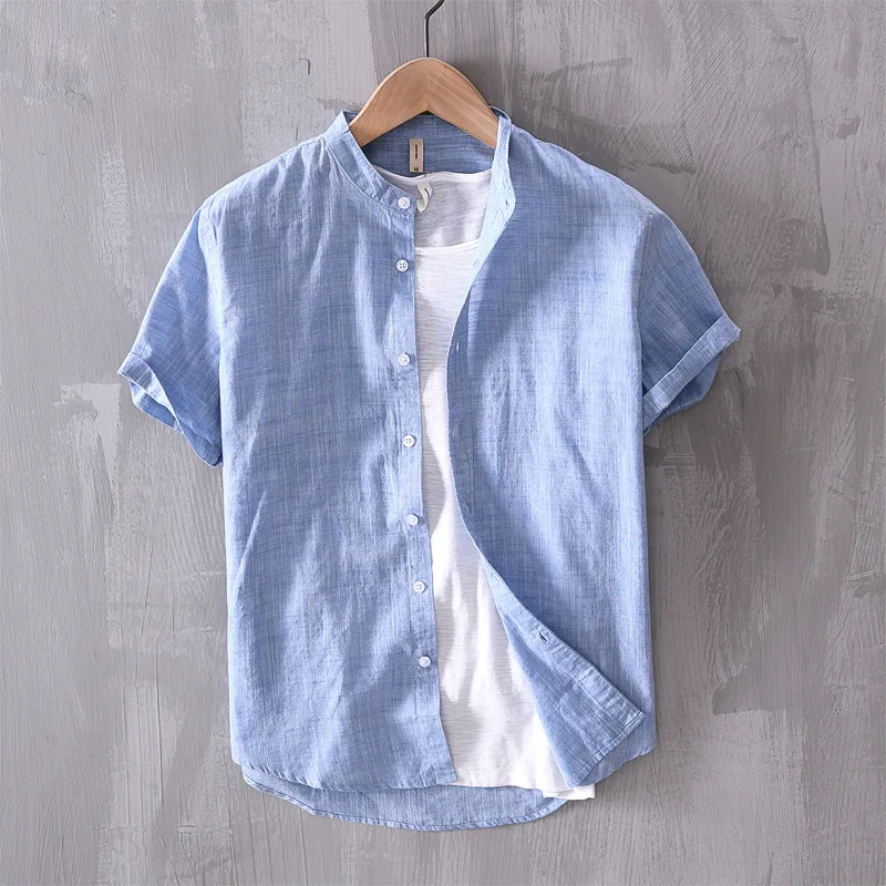 

100% Cotton Short Sleeve Shirts Men Solid Casual Top Quality Shirts Button Down Dress Shirts Male Camisas Masculina Tops TS-564