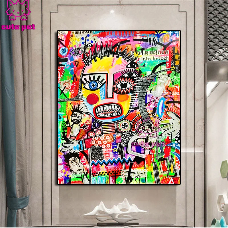 5d Diamond Painting Abstract doodle robot Full Square Round Drill Mosaic Cross Stitch Decor Handmade DIY Diamond Embroidery Gift