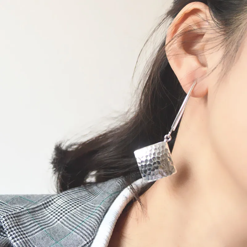 PANGJERY Silver Color Earrings for Women INS Fashion Creative Exquisite Chic Sparkling Square Piece Wedding Jewelry Gifts