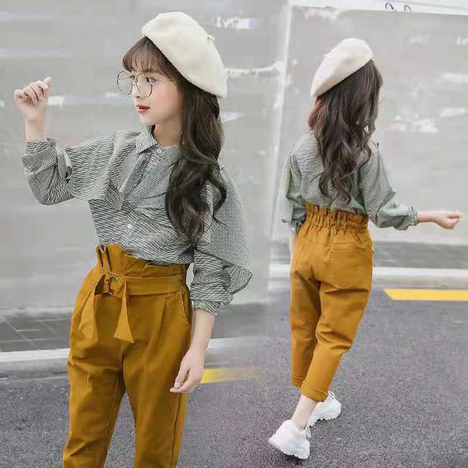 

New 2023 shirt + pants baby child girl suit 2 pieces fashion girl clothing set 10 12 year old kid clothes 6 8 10 baby girl