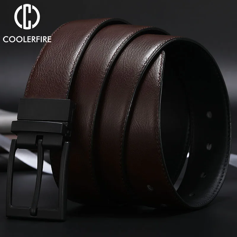 Hommes ceinture affaires robe ceintures pour hommes en cuir véritable ceinture réversible boucle marron et noir mode travail décontracté HQ111