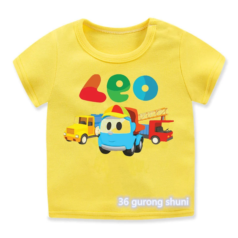 T-Shirt For Boys Cute Leo The Truck Tv Show Cartoon Print Children\'S T Shirt Funny Toddler Baby Tshirts Casual Kids Yellow Shirt