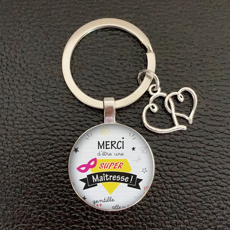 2020 / Teacher Thank You Text Keychain, Love Pendant Glass Pendant Keychain, High Quality Car Bag Keychain, Teacher\'s Day Gift