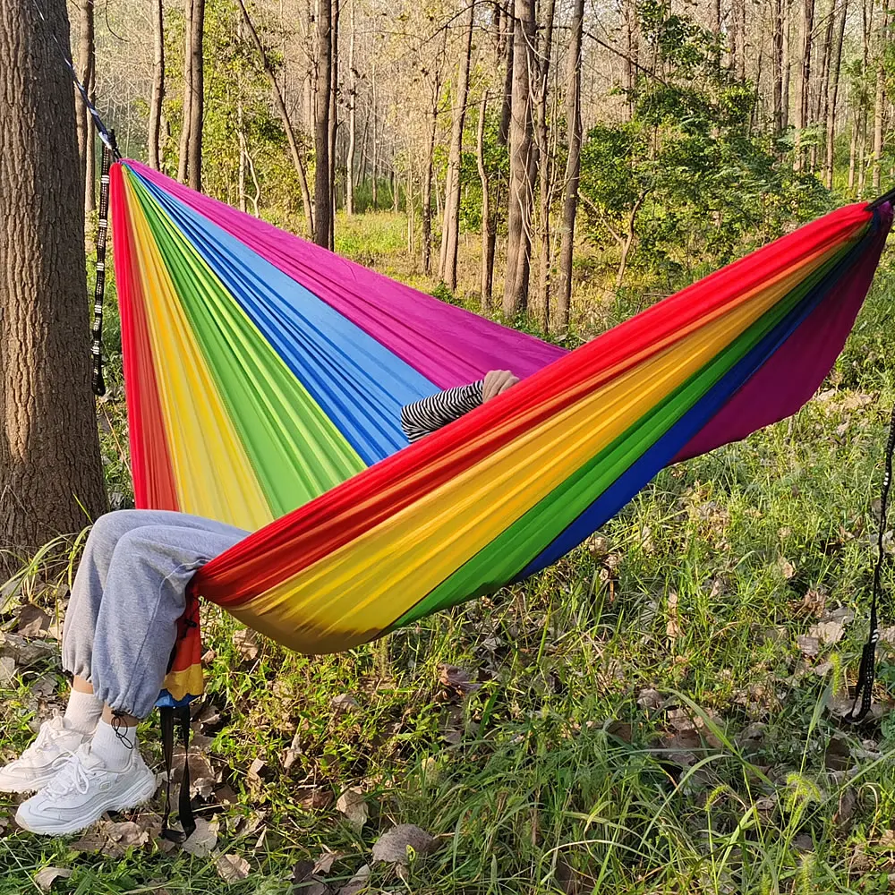 Lighten Up 6 Color Rainbow Hammock 300 cm x 200 cm Furniture Garden Hamaca Outdoor Swing Double-Hammock Bed Spring Moodes