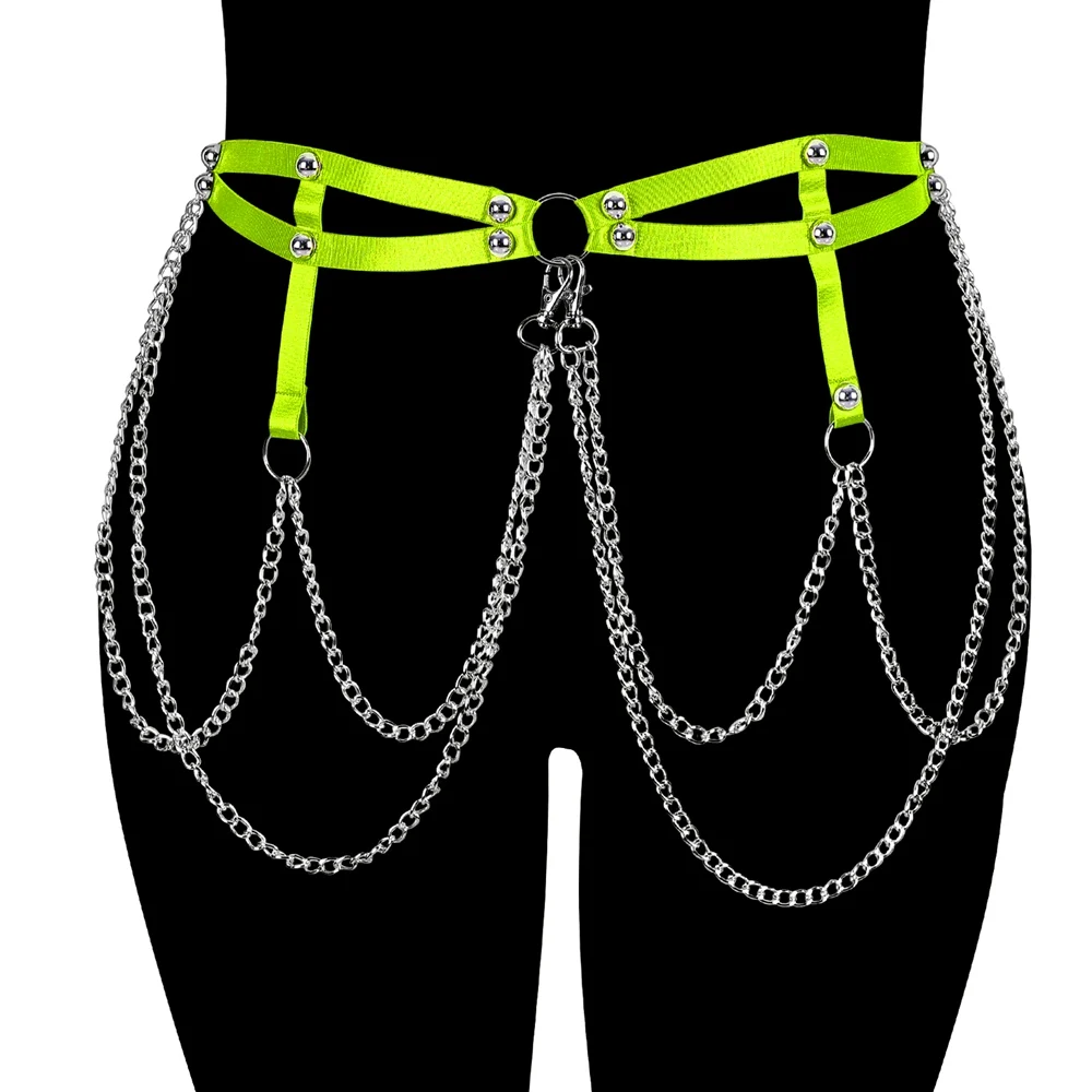 

Chain Accessories Harness Fashion Bondage Plus Size Lingerie Fetish Busty Women Punk Rivet Spike Goth Sword Belt Garters