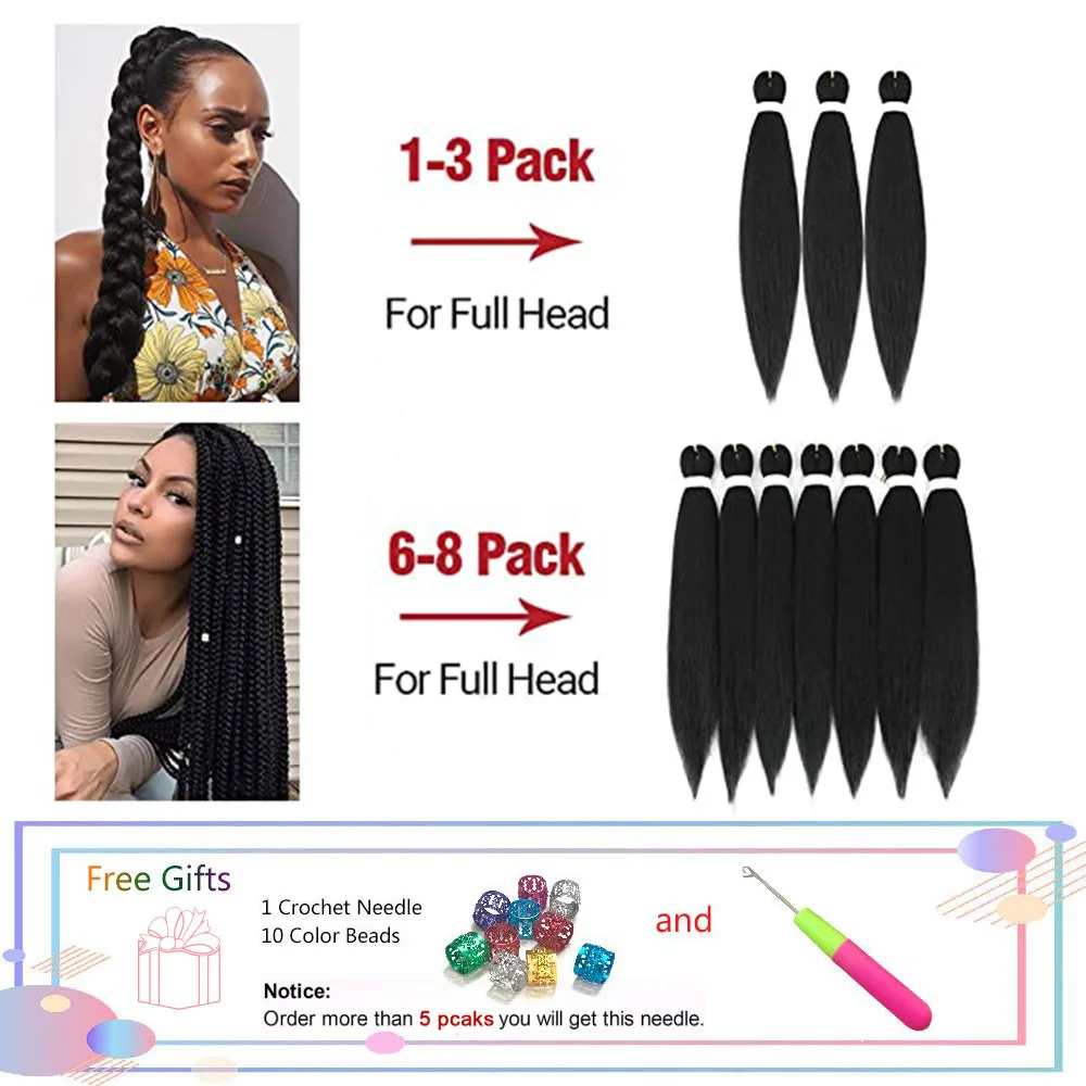 16/20/22/26/30/42 Zoll Flechthaare, vorgedehnt, lange Boho Knotless Braids, synthetische Box Braids, Yaki-Textur – Detail 26